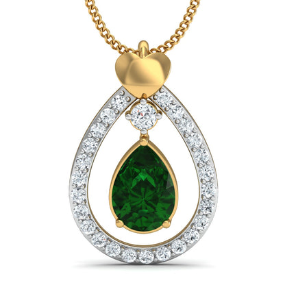 Diva green tear drop pendant (Gold Plated 925 Sterling Silver)