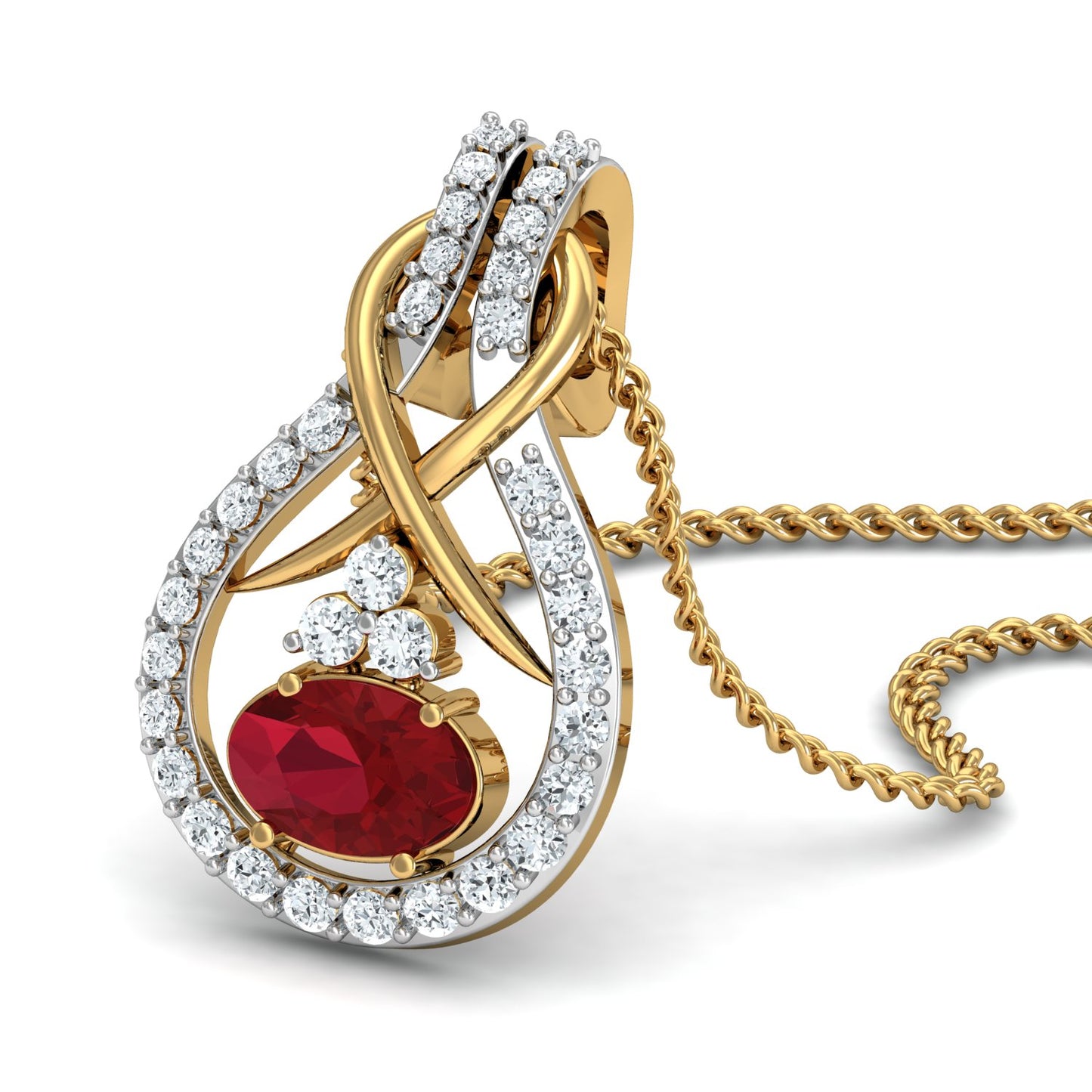 Diva maroon pendant (Gold Plated 925 Sterling Silver)