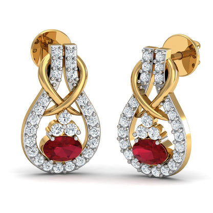 Majestic- Maroon Hanging Earrings (Gold Plated 925 Sterling Silver)