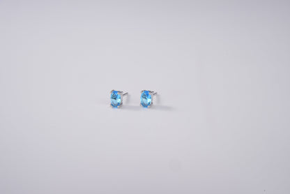 Petite Blue Stud Earrings (Artificial Silver Plated)