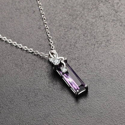 Purple Natural Amethyst pendant (Artificial Silver Plated)