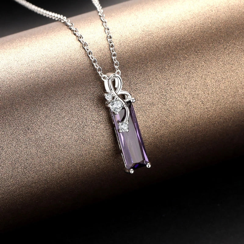 Purple Natural Amethyst pendant (Artificial Silver Plated)