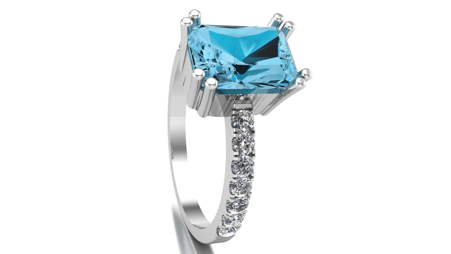 turquoise cushion cut ring (925 Sterling Silver)