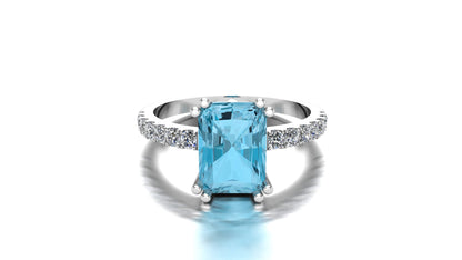 turquoise cushion cut ring (925 Sterling Silver)
