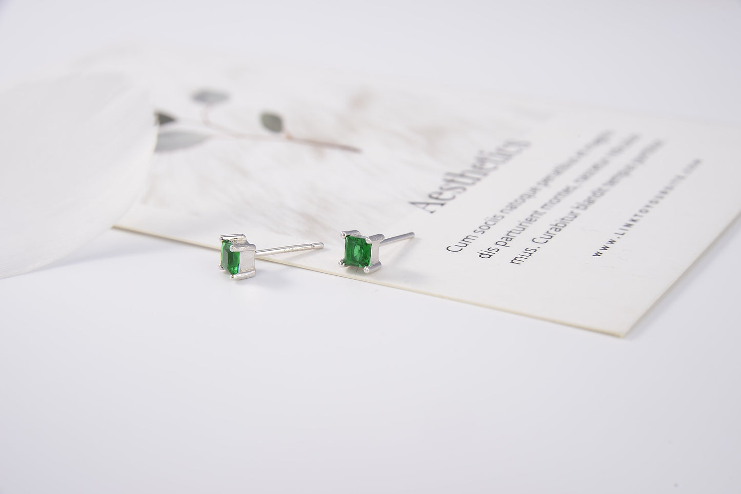 The Green Studs (Artificial Silver Plated)