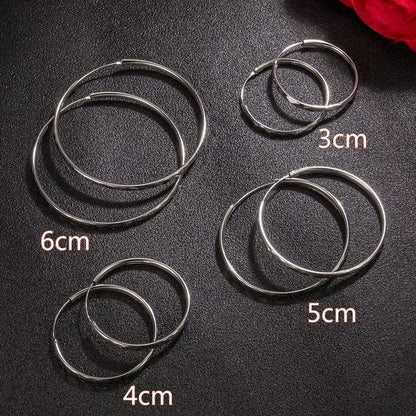 Glossy Simple Retro Exaggerated Size Hoop Earrings (Artificial Silver Plated)