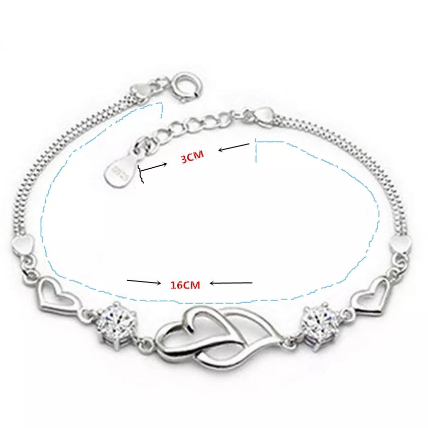Heart to Heart Bracelet (Artificial Silver Plated)