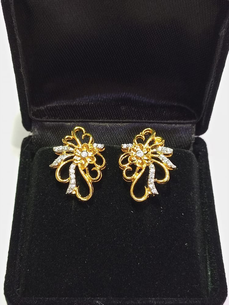 Golden Floral Earrings | (Gold Plated 925 Sterling Silver)