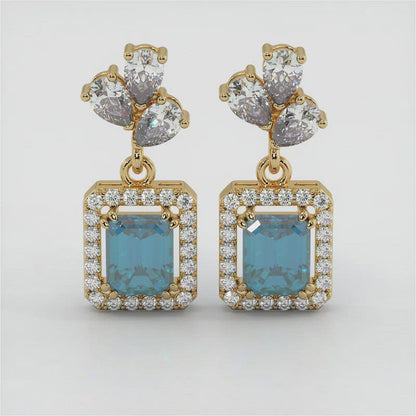 Gold Plated Blue Topaz Earrings (Gold Plated 925 Sterling Silver)