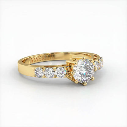 Round Cut White Zircon Studded Gold band (Gold Plated 925 Sterling Silver)