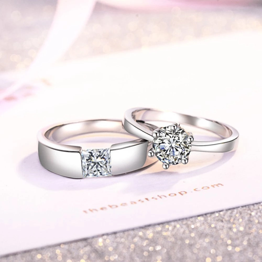 Silver Heart Matching Couple Ring – Vembley