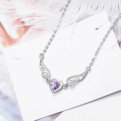 Silver Jewelry Heart-shaped Amethyst Gemstones Pendant (Artificial Silver Plated)