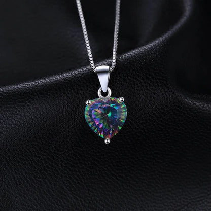 Rainbow Necklace with Heart-shaped (Artificial Silver Plated)
