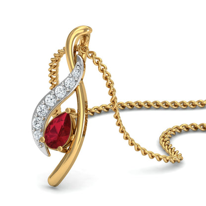 Dive Maroon Tear Drop Pendant (Gold Plated 925 Sterling Silver)