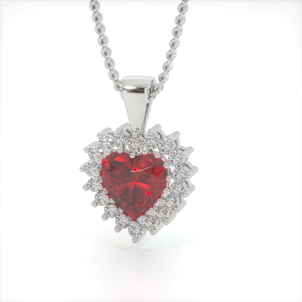 Red velvet Zircon Heart Shaped Studded Necklace  (925 Sterling Silver)