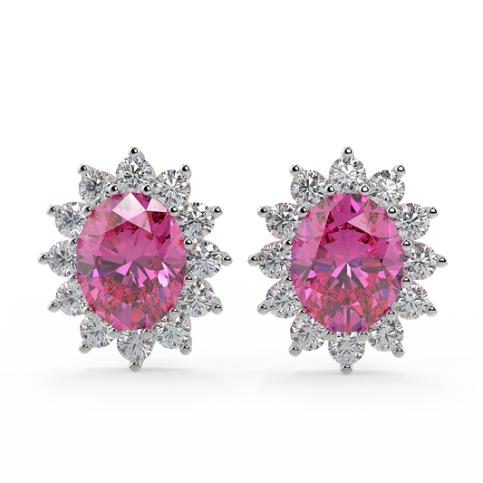 Baby Pink Hand made Zircon silver Earrings (925 Sterling Silver)